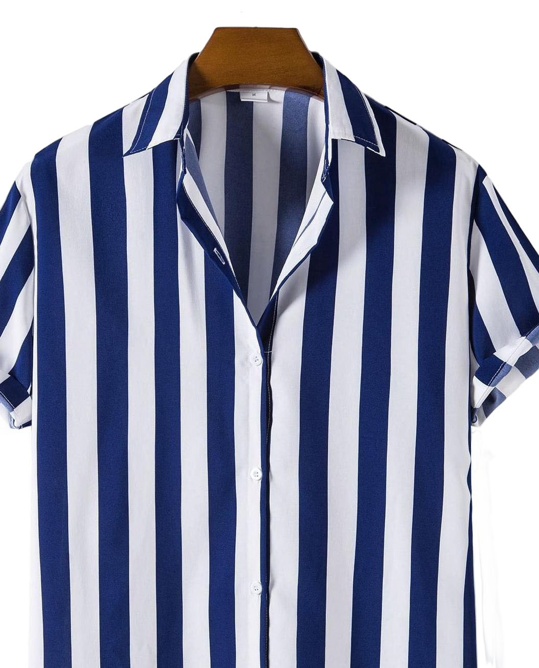 Men's Vertical Striped Shirts Regular Fit Short Sleeve Button Down
