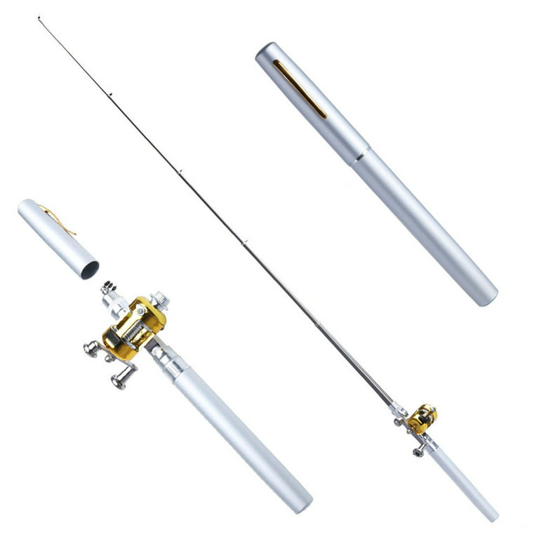 Alloet 3Mini Portable Pocket Fish Pen Aluminum Alloy Fishing Rod Pole Reel Combos