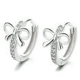 thumbnail image 6 of Faty-T 925 Sterling Silver CZ Bow Hoop Earrings Ribbon for Women Teens Bowknot Hoop Earrings Huggie, 6 of 7