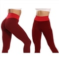 thumbnail image 2 of Leggings Levanta Glúteos para Mujer, Control de Abdomen, Entrenamiento, Yoga, Cintura Alta, de Gimnasio. Rojo L, 2 of 7