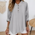 thumbnail image 2 of EDFBUYKRS Deep V Neck Womens Tops Fall Long Puff Sleeve Shirts Dressy Casual Tunic Blouses Xxl, 2 of 5