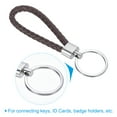 thumbnail image 3 of Braided Leather Keychain with Stainless Steel Key Ring, PU Woven Wristlet Lanyard, Dark Brown 3 Pack, 3 of 5
