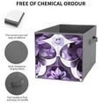 thumbnail image 5 of Collapsible Oxford Fabric Storage Cubes with Handles, Large Mid Foldable Oxford Cloth Bins Set of 2/6, Closet Organizers for Shelves Clothes Home Kitchen Toy - Purple Flower, 5 of 7