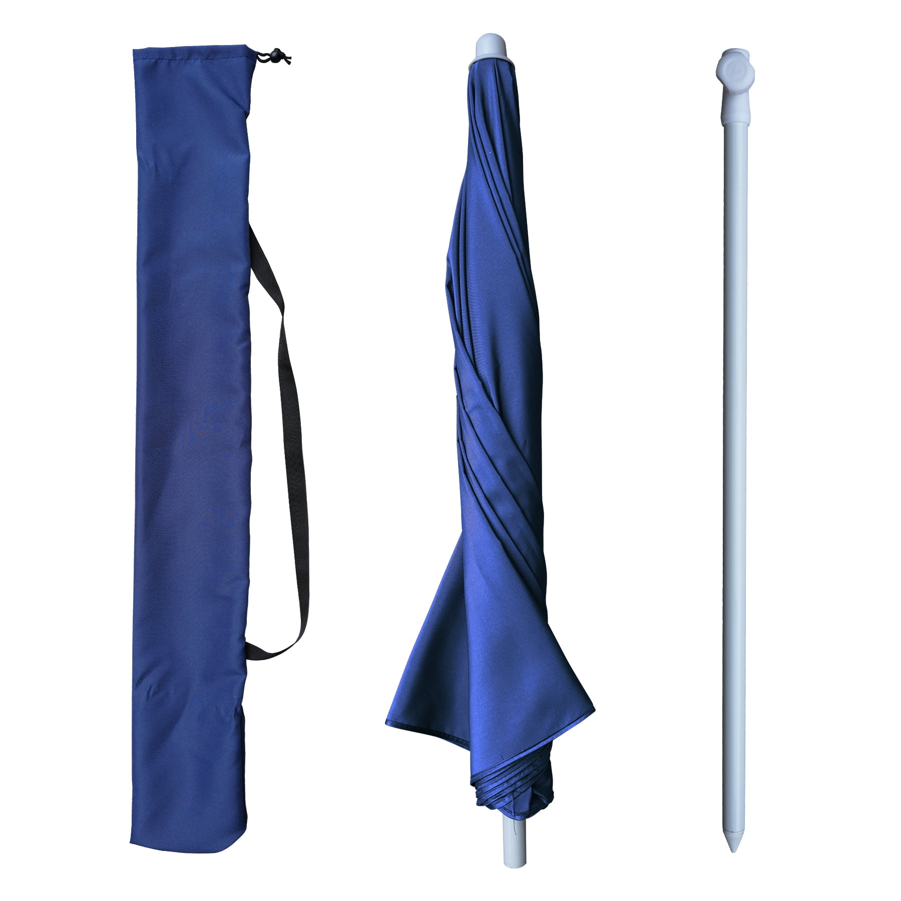 AMMSUN 6ft Blue Portable Picnic Umbrella Small beach Patio Umbrella,Push Up & Tilt & Carry Bag