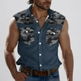 thumbnail image 2 of WREESH Men Summer Sleeveless Button Down Shirt Camouflage Patchwork Tank Top Trendy Casual Muscle Shirt with Pockets, 2 of 5