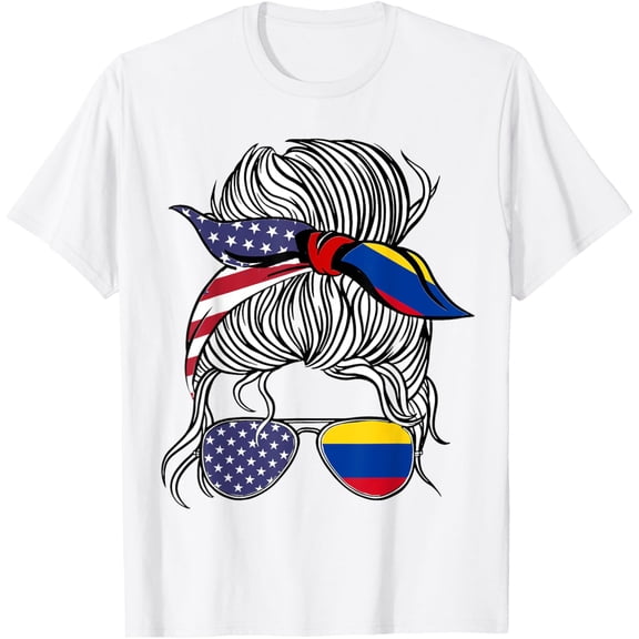 t-shirt American Colombian Patriot Flag Women Girl Colombia Grown T-Shirt mens, woman, white,funny,journey,Crew Neck, Short Sleeve,printing