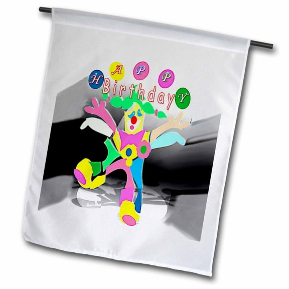 3dRose, Happy Birthday clown around, 12 x 18 inch Garden Flag