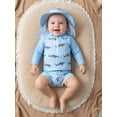 thumbnail image 6 of BemeyourBBs Toddlers Baby Boys 3 Piece Swimsuit Infant Bathing Suit Swim Shirt Trunk Shorts Set and Sun Hat Long Sleeve Shark Swimwear Sunsuit Newborn UPF 50+ Rash Guard, 6 of 9