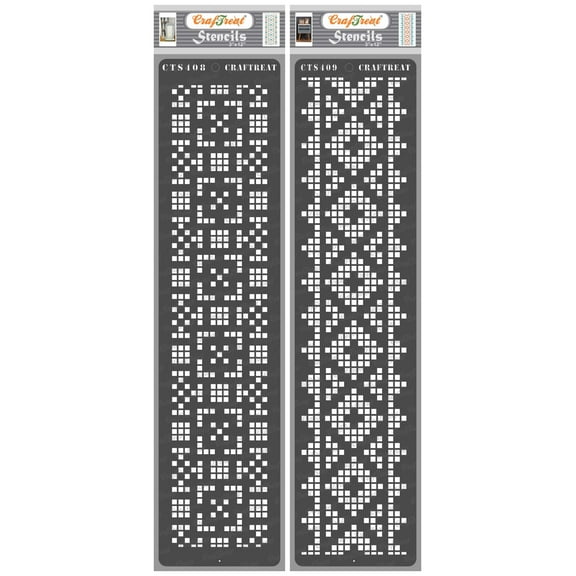 CrafTreat Border XVI and XVII Stencil for Painting and Crafting - 2 Pcs - 3"x12" each