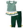 thumbnail image 2 of Cethrio Kids Girls Outfit Set, Flutter Sleeve Elastic Waist Stripe T-Shirts&Shorts Sets Green Size 1 T, 2 of 5