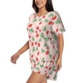 thumbnail image 2 of "Wukai Strawberry And Flowers Women's Pajama Set - Short-Sleeve Top and Shorts with Elastic Waistband and Pockets for Loungewear, Yoga, and Casual Wear-4X-Large, 2 of 8