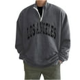 thumbnail image 2 of Oversized Sweatshirt for Men Quarter Zip Long Sleeve Drop Shoulder Casual Pullover Tops Vintage Letter Print Athletic T-Shirt, 2 of 6
