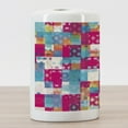 thumbnail image 3 of Modern Art Ceramic Toothbrush Holder, Abstract Motif with Dots with Squares and Chevron Lines Urban Art Design Print, Versatile Countertop for Bathroom, 4.5" X 2.7", Multicolor, by Ambesonne, 3 of 4