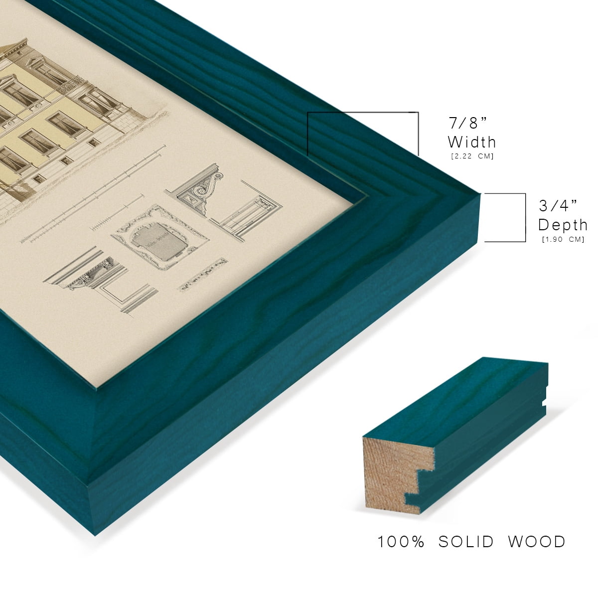 Estate and Plan VI -Framed Print w/glass-Ocean Blue