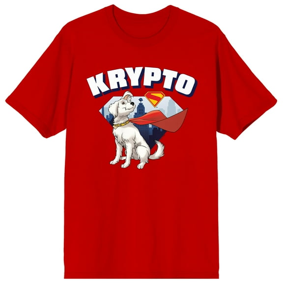 Superman 2025 Krypto Skyline Pose Adult Red Crew Neck Short Sleeve T-shirt-XL