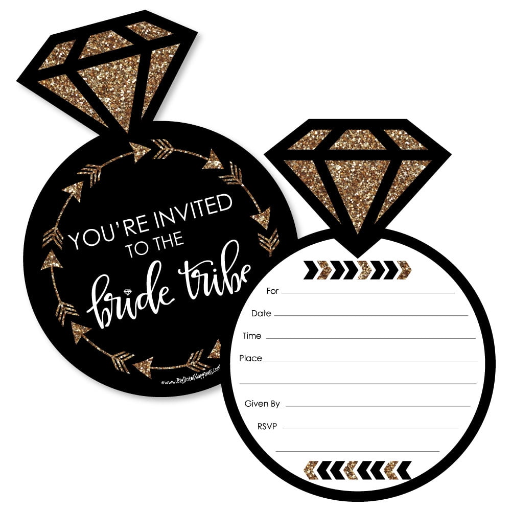bride tribe shaped fill in invitations bridal shower or jewelry party invitation template