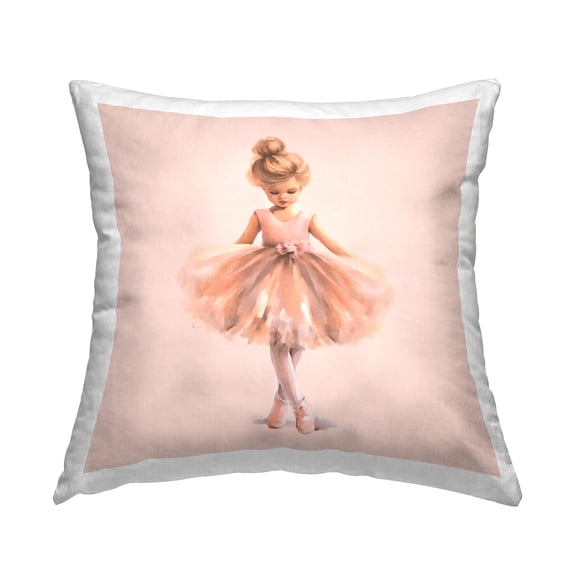 Stupell Industries Pink Ballerina Girl Decorative Printed Throw Pillow Design by Andrea Haase.