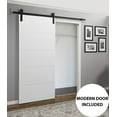 thumbnail image 3 of Sliding Barn Door with Hardware | Planum 0770 Painted White Matte | 6.6FT Rail Hangers Sturdy Set | Modern Solid Panel Interior Doors-24" x 80"-Black Rail, 3 of 6