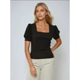 thumbnail image 2 of Square Neck Textured Fitted Blouse, 2 of 6