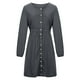 thumbnail image 4 of Vestido de cintura de manga larga con botones y cuello en U sexy de otoño informal para mujer Fridja  yut5760, 4 of 8