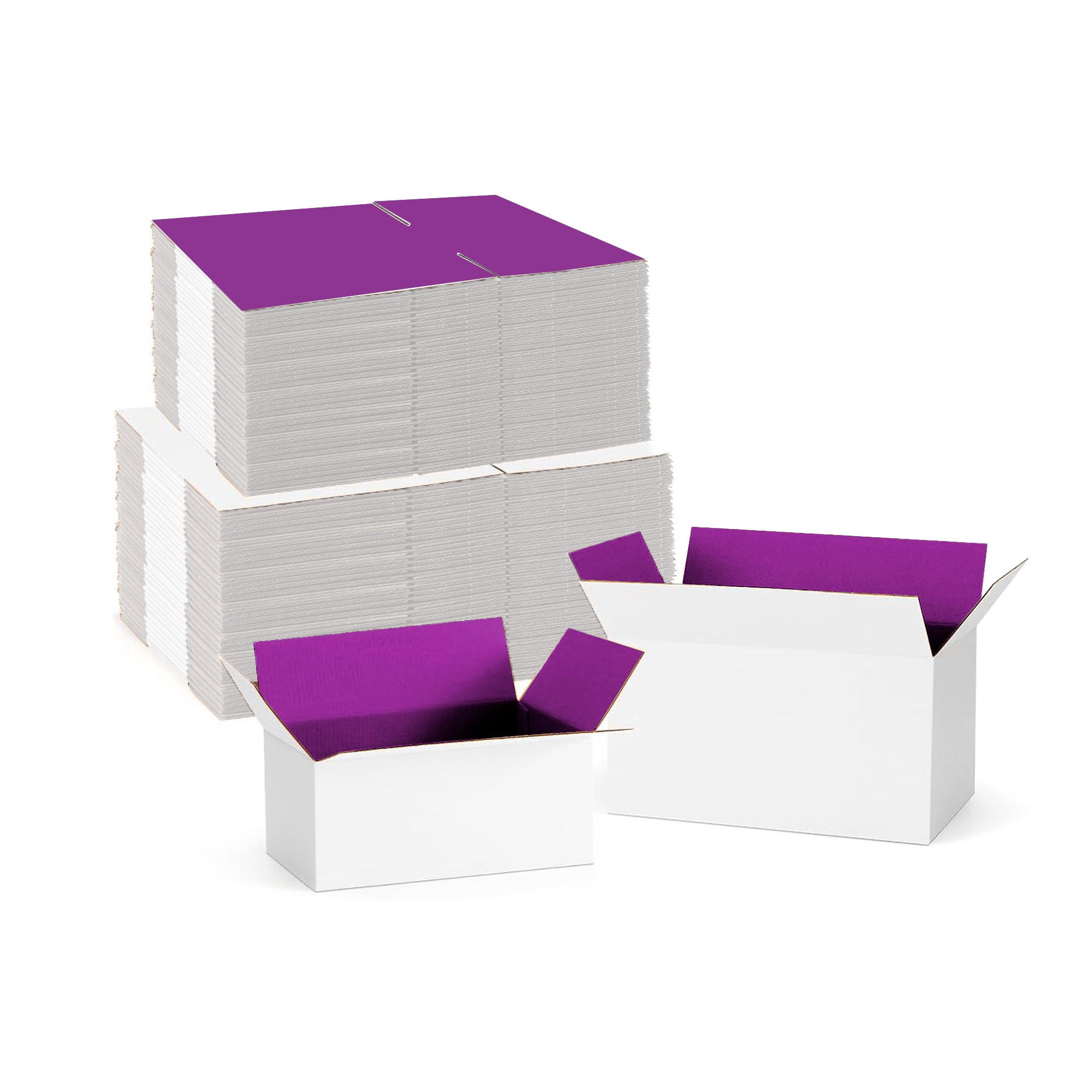 Ucanpack 1/8 Inch Thick Corrugated Packaging Box, 7x7x5" Purple Small Business Box, Made In USA- 25 Pcs Packing Carton For Moving Medium, Cardboard Shipping Case