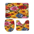 thumbnail image 2 of Floral Colorful Flower Bathroom Rug Set of 3, No Silp Washable Cover Floor Rug Decorations for Kitchen Bathroom Bedroom, 2 of 7