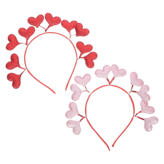 IBASETOY 2Pack Heart Shaped Headband Fashionable Hair Hoops for Women for New Year Dates