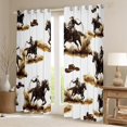 thumbnail image 2 of jejeloiu Western Cowboy Hats Black Out Curtains,Rustic Farmhouse Horse Curtains Pack of 2 (42x63 Each),Brown White Bedroom Curtains For Boys Kids,Super Cozy Room Decor, 2 of 6