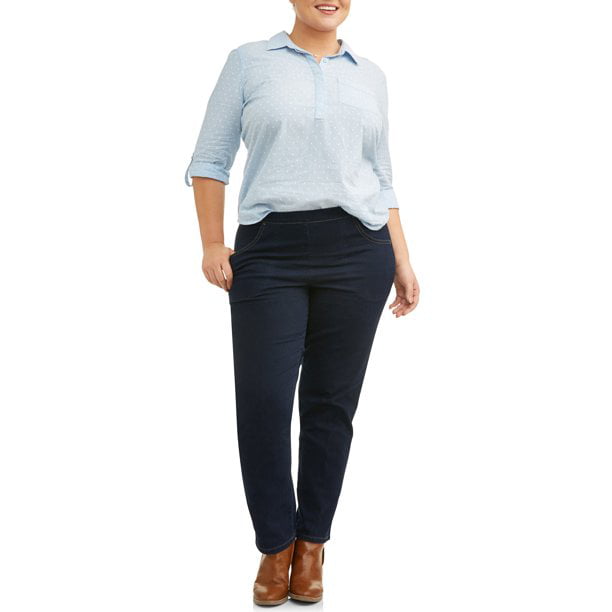 Just Size Women's Pull on Stretch Woven Pants, Also in Petite - Walmart.com