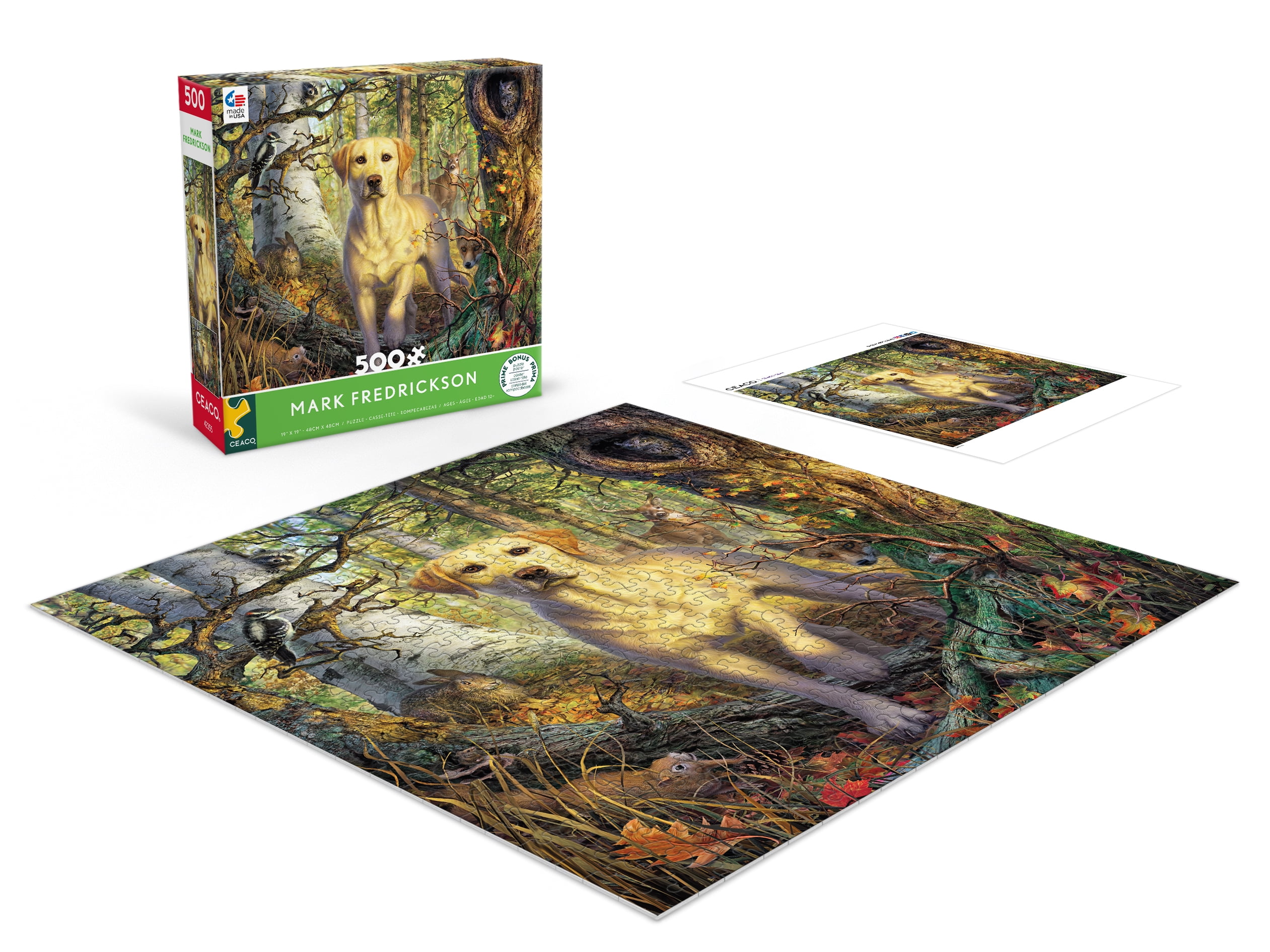 Ceaco Yellow Lab Lynnea Washburn 500 Piece Interlocking Jigsaw Puzzle