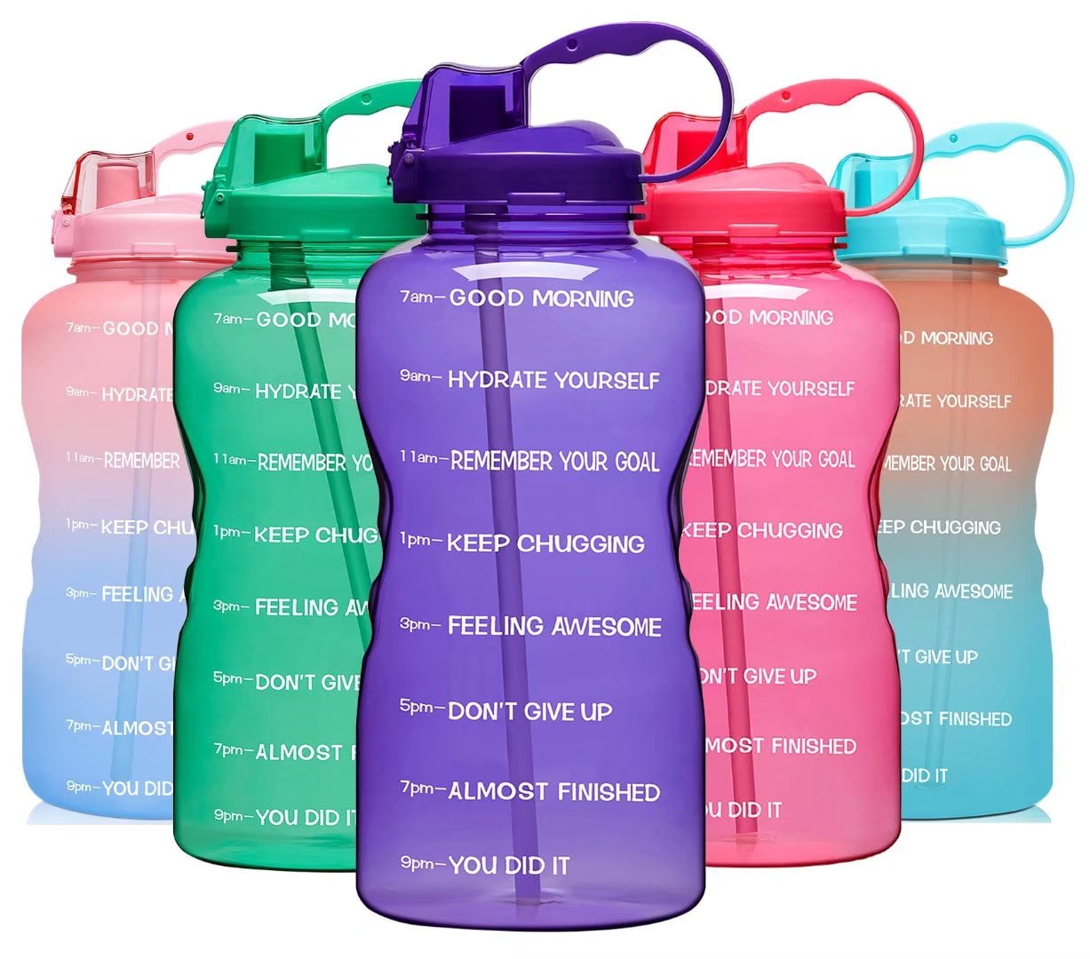 64oz Large Reusable Motivational Water Bottle with Straw, Dust Cap, Ti –  EcoQuality Store