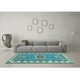 thumbnail image 3 of Ahgly Company Indoor Square Geometric Light Blue Traditional Area Rugs, 4' Square, 3 of 4