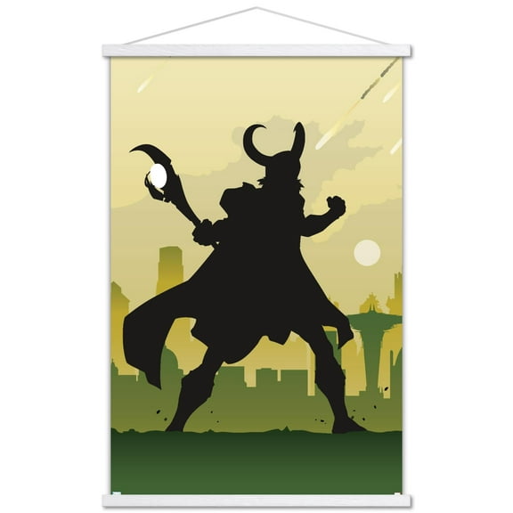 Marvel Comics - Loki - Minimalist Wall Poster with Wooden Magnetic Frame, 22.375" x 34"