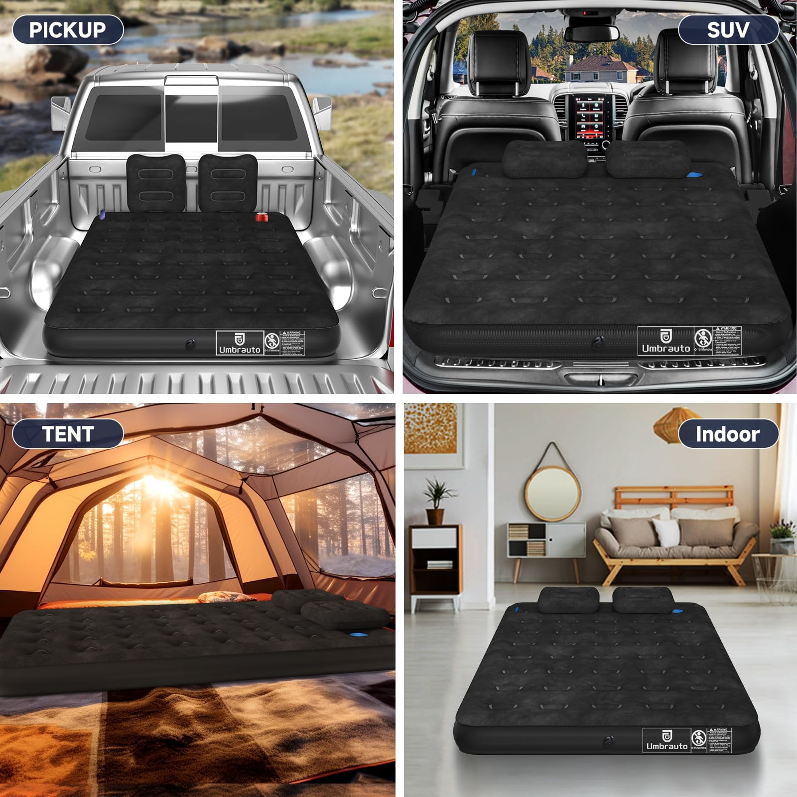 Air Mattress for Car Camping, Leakproof & Quick Inflation Sleeping Airbed with Electric Pump, Fits Most Compact, Mid-Size & Full-Size SUV Trunks for Road Trip Travel