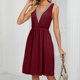 thumbnail image 1 of Vestido De Mujer Vestido de verano para mujer, vestido elegante con bolsillo, sencillo para fiestas navideñas (vino rojo XL) Cgtredaw Para estrenar, 1 of 1