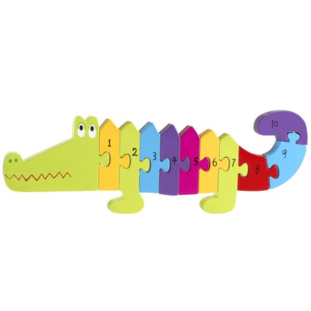Orange Tree Toys: Crocodile Number Puzzle – 11 Piece Wooden Animal Shaped Puzzle Learn Numbers 1-10 Colorful Educational Toy Toddlers & Kids Age 1+