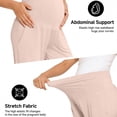 thumbnail image 5 of Amzcrzy Maternity Pants High Waist Over Belly Wide Leg Trousers Pants for Women with Pockets High Elastic Breathable Straight Leg Summer Pants for Pregnancy Pink S, 5 of 7