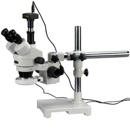 AmScope 3.5X-90X Trinocular LED Boom Stand Stereo Microscope + 1.3MP Camera New