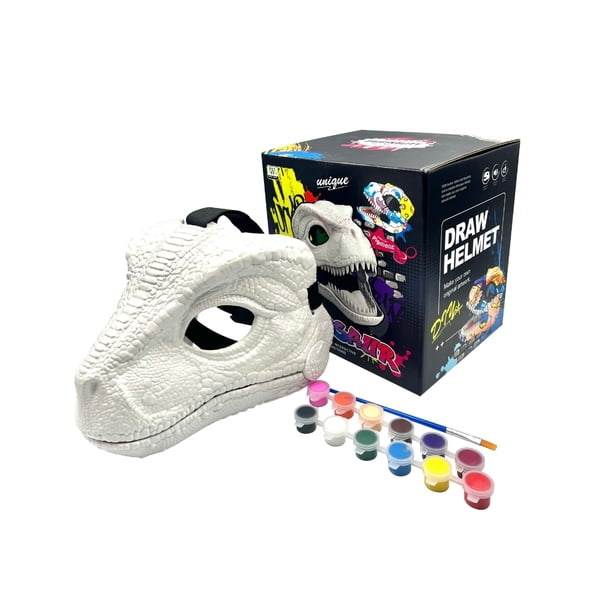 PINGÜE® Dino World | Máscara Velociraptor DIY Pintable, Jurassic World, Juguete de Disfraz y Creativo para Niños. Juguetes Niños y Niñas.