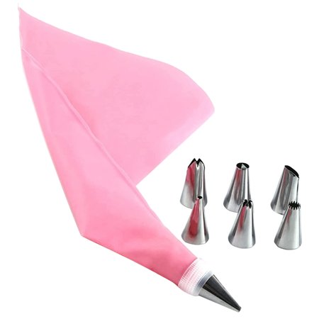 

Cake Decorating Supplies Kit Set Baking Pastry Tools for Beginners Cake Nozzles Coupler and Reusable Pastry Bag-Pink