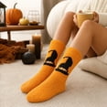 thumbnail image 6 of Halloween Mid Calf Slipper Socks for Women Thick Plush Warm Fuzzy Home Lounge Socks with Festive Graphic Ultra Soft Non-Slip Ideal for Cozy Indoor Wear and Cold Seasons Orange, 6 of 7