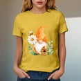 thumbnail image 5 of vigerkar Gnome T-Shirt for Women Floral Graphic Tees Cute Gnome Short Sleeve Tee Tops 2026 Summer (Yellow, XXL), 5 of 8