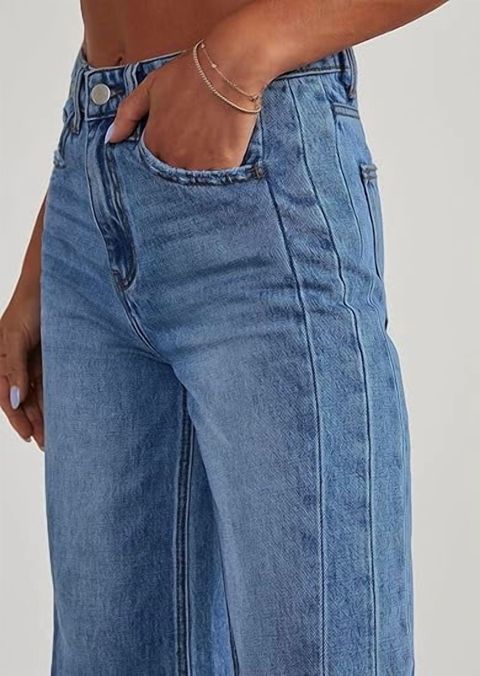 Prettygarden Women's Wide Leg Jeans, High Waisted, Acid Wash photo 6
