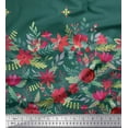 thumbnail image 2 of Soimoi Modal Satin Fabric Artistic Leaves & Flower Panel Print Sewing Fabric Yard 42 Inch Wide, 2 of 3