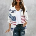 thumbnail image 2 of UVEASISHA Womens 4th of July Kimono Open Front Plus Size Cardigans Dressy Casual 3/4 Sleeve American Flag Print Kimonos Beach Flowy Cardigan Jackets White L, 2 of 6