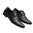 thumbnail image 2 of Xfvqtps Mens Dress Shoes British Style Wrinkle Design Pointy Toe Lace up Metal Fashion Classic Formal Business Leather Shoes Black, 2 of 8