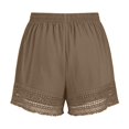 thumbnail image 7 of Women's High Waisted Lace Trim Shorts, Elastic Lightweight Summer Shorts with Fringe Hem and Pockets, Stylish Casual Flowy Shorts for Beach Vacation Daily Wear Brown M, 7 of 7