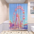 thumbnail image 6 of 4-Piece Bathroom Set with Waterproof Shower Curtain with Non-Slip Bath Mat, U-Shaped Mat & Toilet Lid Cover Cartoon Ferris Wheel, 6 of 8