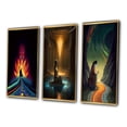 thumbnail image 3 of Designart "Native Elder Meditation Connecting with Ancestors I" Meditation Framed Wall Art Set Of 3 - Pink Traditional Frame Canvas Set For Living Room Decor, 3 of 6