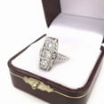 thumbnail image 4 of Three stone Vintage Wedding Ring, Split Shank Solitaire Engageement Ring, Filigree Art Deco Anniversary Ring For Her Birthday Gift's, 2.2 Ct Simulated Round Cut Diamond, 14K White Gold Plated, 4 of 5